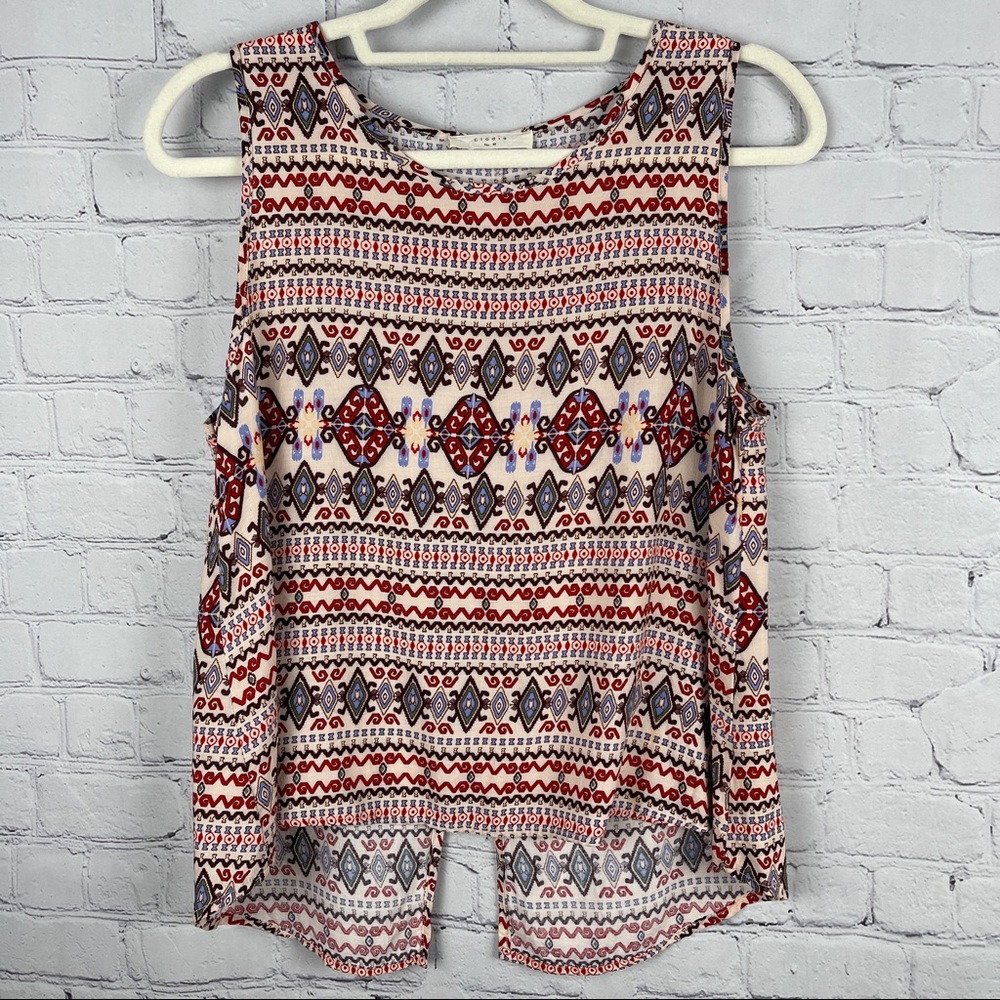 ELODIE women’s lightweight boho aztec print sleeveless tank top, size M